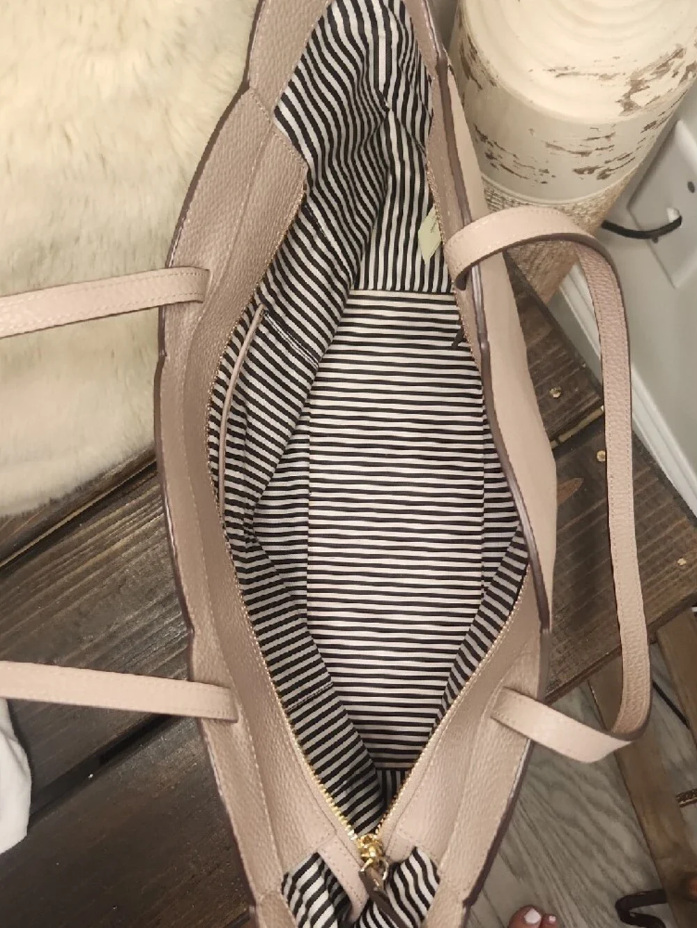 kate spade Scalloped Pebbled Tote in Dusty Mauve